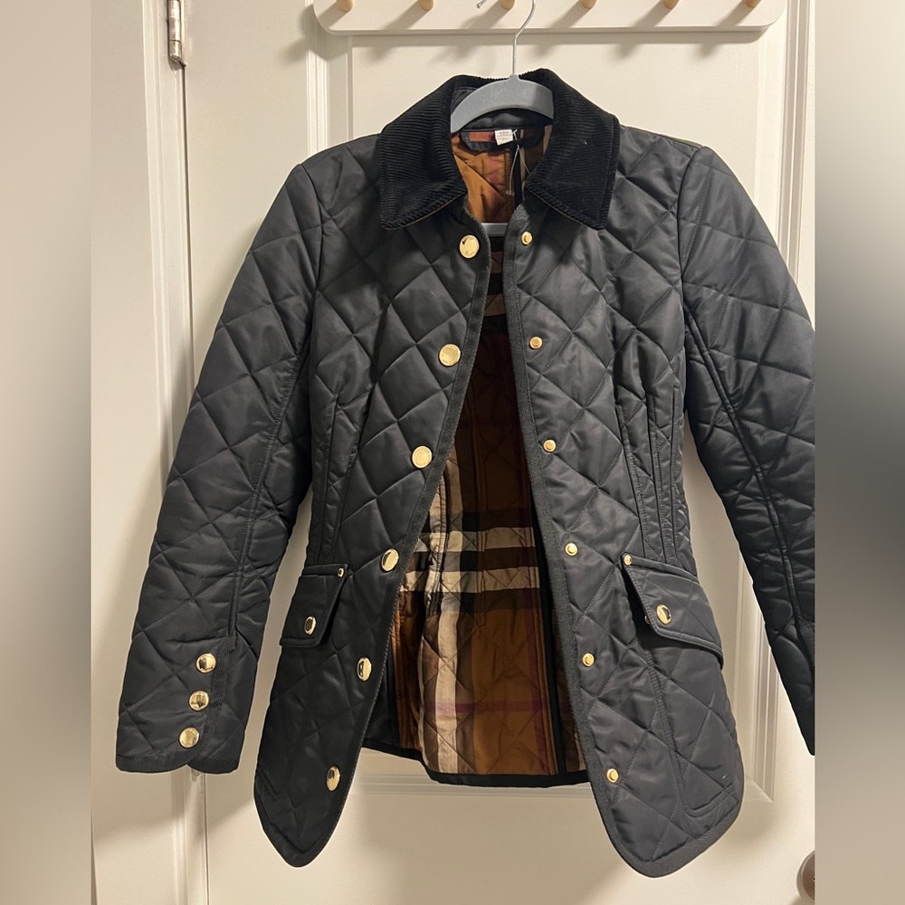 Burberry corduroy-collar diamond-quilted barn jacket Size：US0
